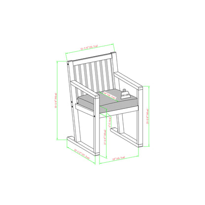 Contemporary 2-Piece Solid Wood Slat-Back Patio Dining Chairs – Brown