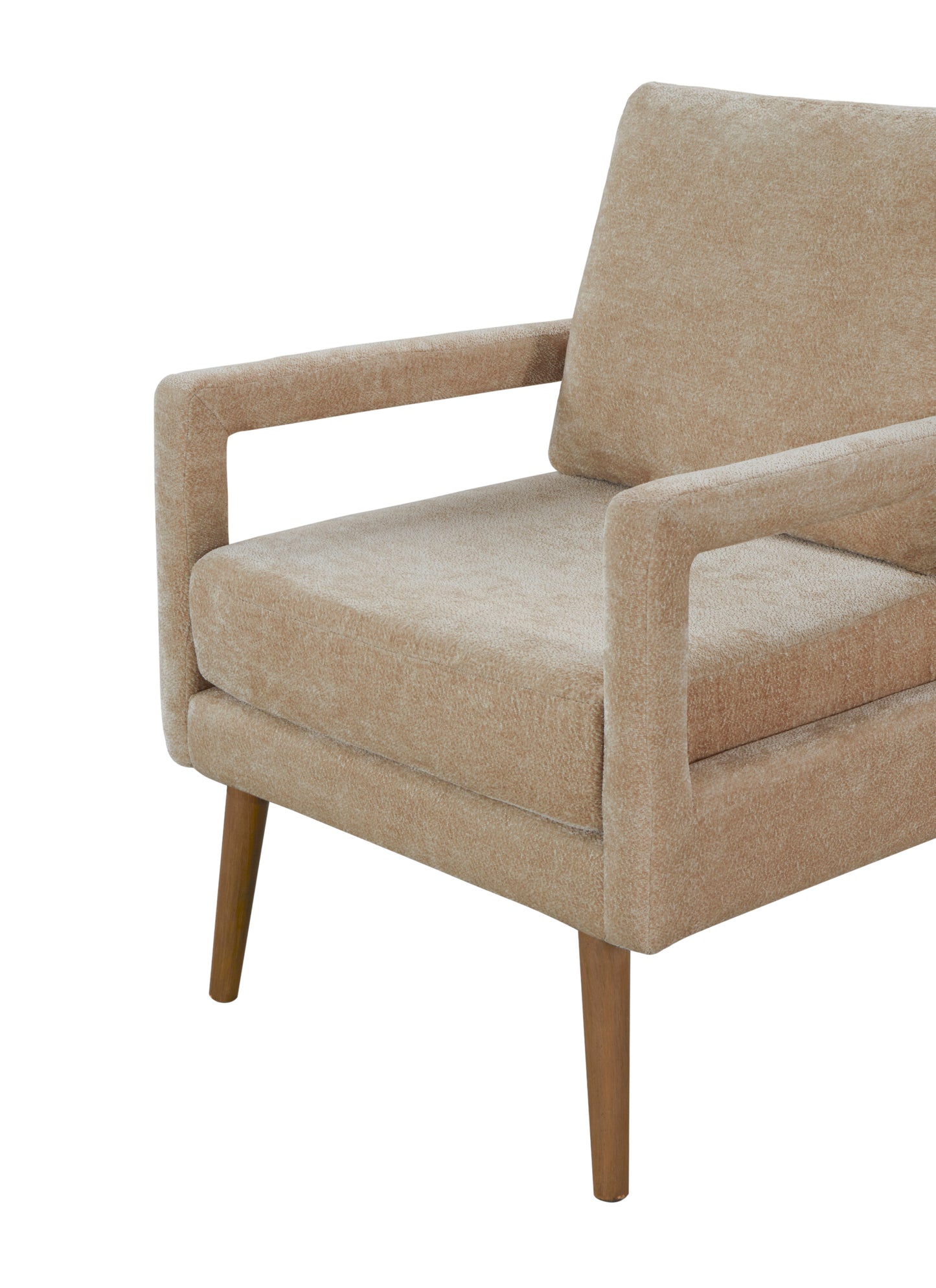 Mid-Century Armchair , Accent Chair with Chenille Armrest & Soft Cushion for Living Room, Bedroom, Home Office, Study, Beige