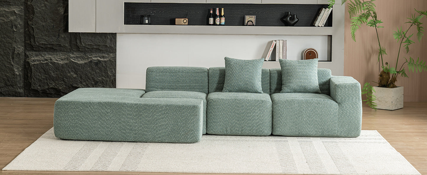 116.5" Sectional Sofa Full-compressed Sofa Couch Free-combined Sofa for Living Room, Green