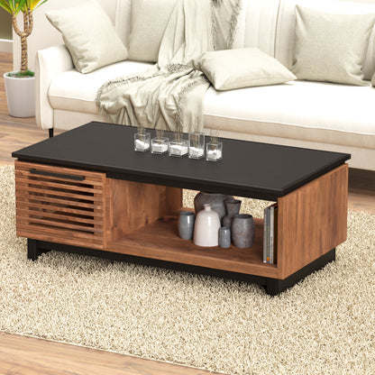 Bridgevine Home Graceland 47" Coffee Table, No Assembly Required, Black with Bourbon Finish