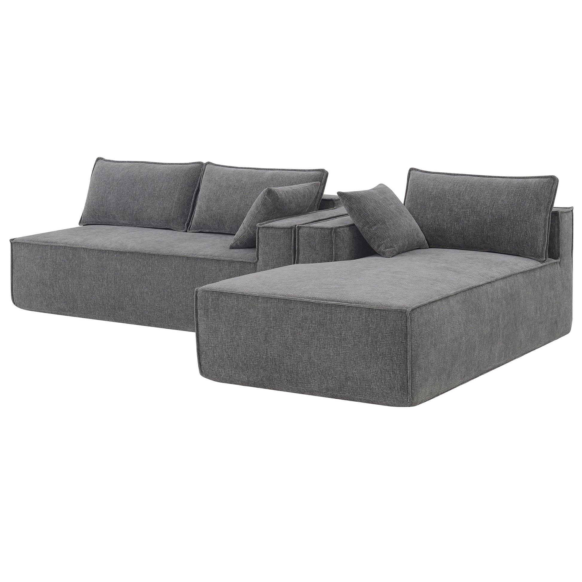 [VIDEO provided][New]111.5*72"Minimalist Style Modular Sectional Sofa,Wrinkle-resistant Chenille Couch Set,L-Shaped Sleeper Sofa Bed for Living Room,2 PIC Free Combination,No Assembly Require,3 Colors