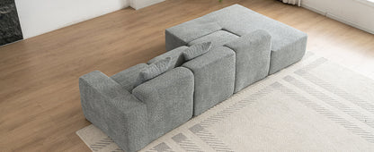 116.5" Sectional Sofa Full-compressed Sofa Couch Free-combined Sofa for Living Room, Grey