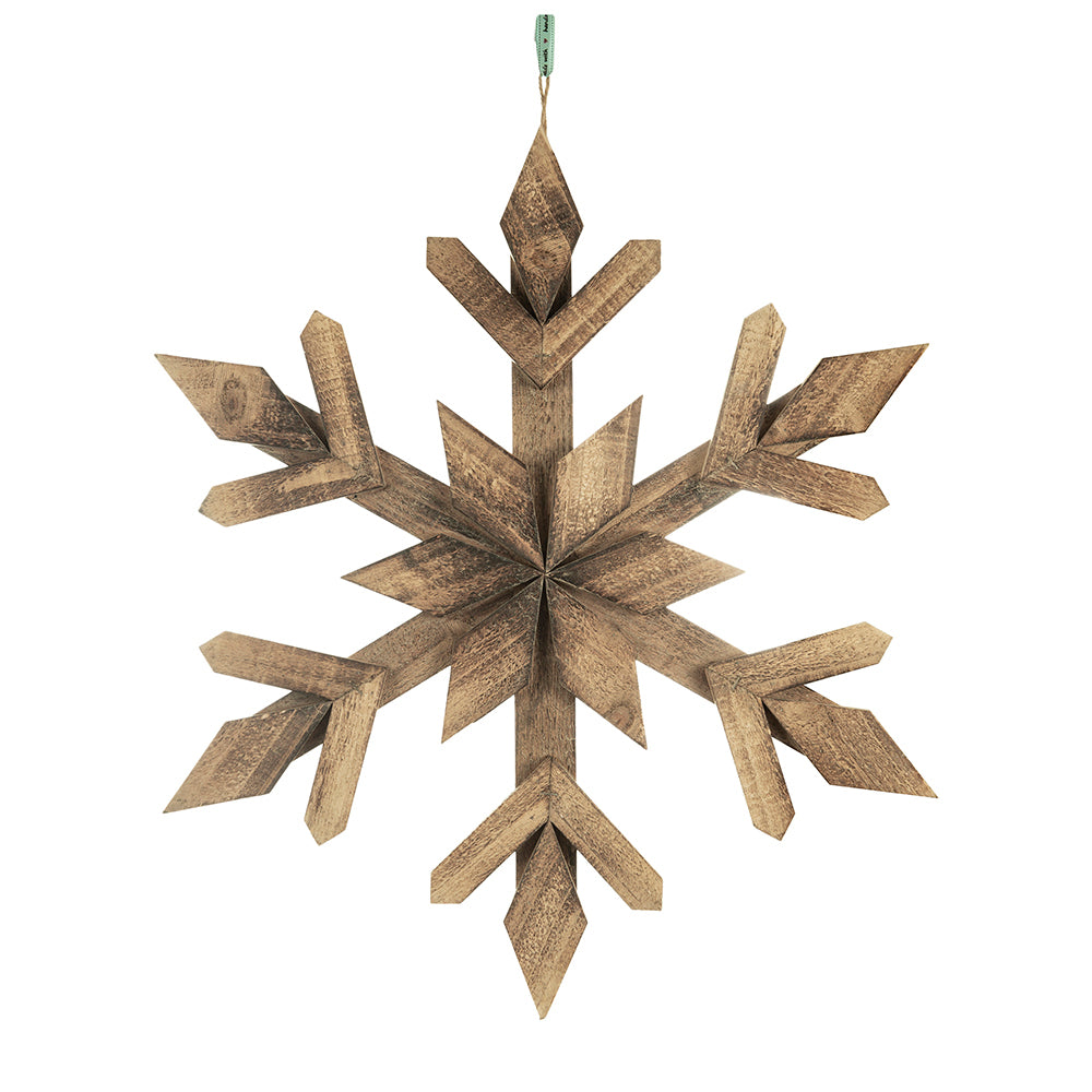 21.7x 21.7" Large Fir Wood Snowflake Ornaments, Hanging Home Decor Accents for Christmas Tree, Wall Art, Holiday Display, Set of 2