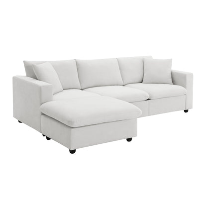 [VIDEO provided] [New] 100.4*64.6" Modern Sectional Sofa,L-shaped Couch Set with 2 Free pillows,4-seat Polyester Fabric Couch Set with Convertible Ottoman for Living Room, Apartment, Office,4 Colors