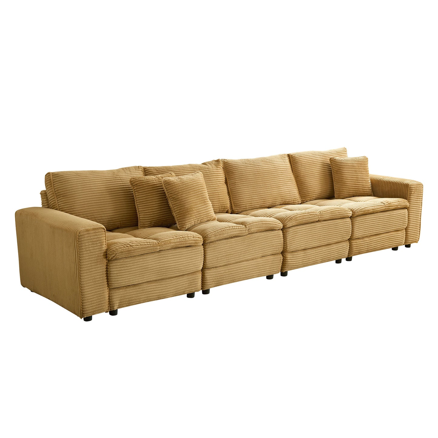 4 Seats(complimentary 2 pillows),Oversized Sectional Sofa,L Shaped Corner Couch with Detachable Seat & Back Cushion, Corduroy Upholstery Convertible Sleeper Sofa&Couch for Living Room