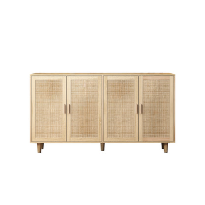 62.20"Elegant and Functional 4-Door Rattan Decorative Storage Cabinet,for Bedroom,Living Room,Office,Easy Assembly(Same SKU:W757133282)