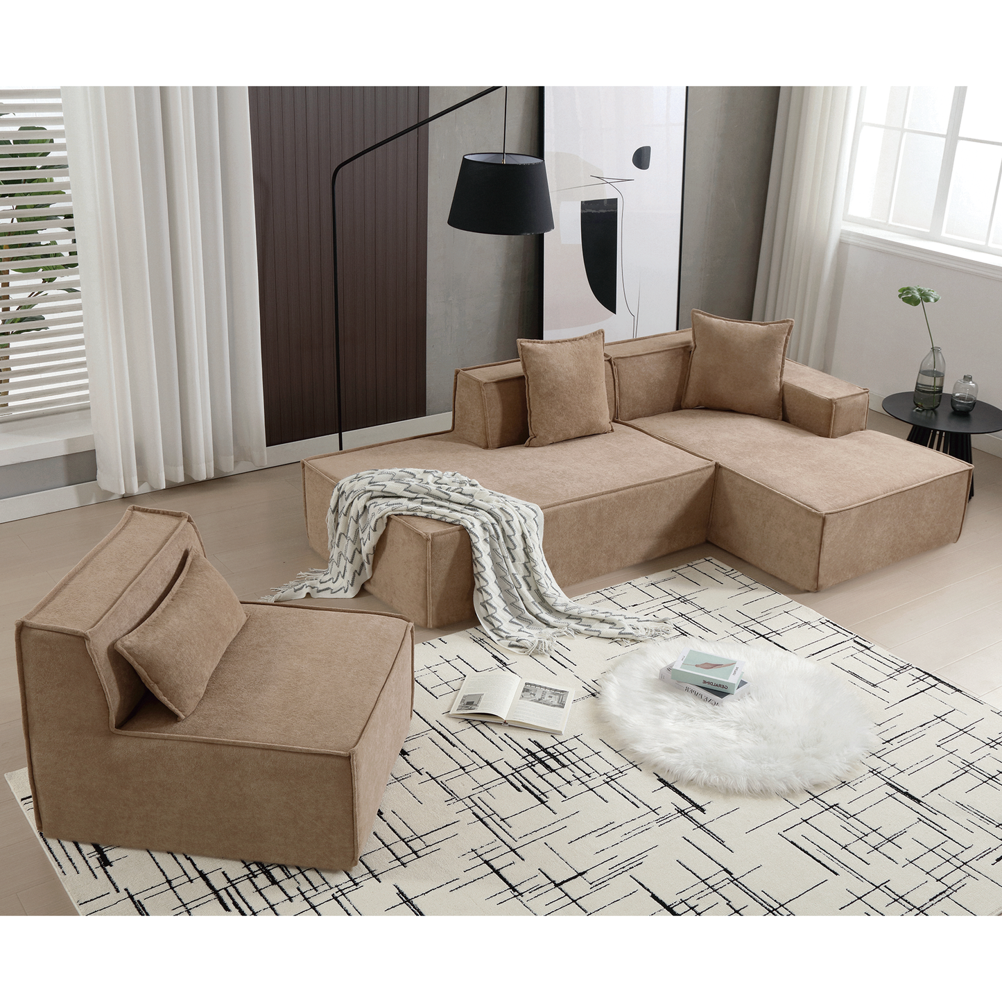 Modular Cloud Sofa Sectional, Free Combination, L-shaped