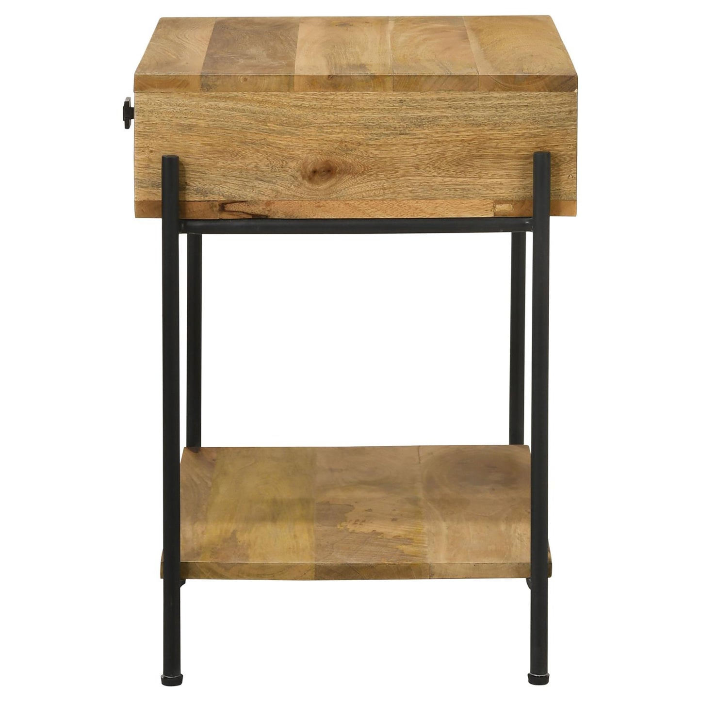 Natural Mango 1-Drawer Accent Table with Bottom Shelf