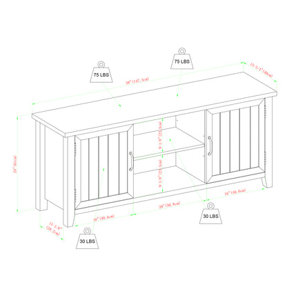 Classic Grooved-Door TV Stand for TVs up to 65" - White Oak