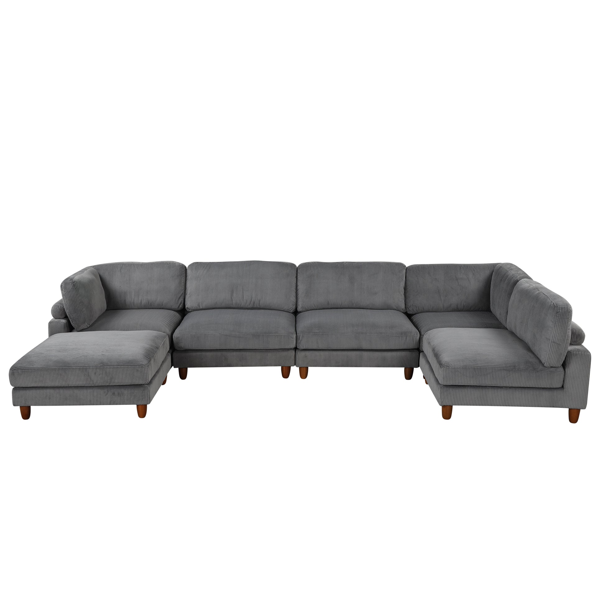 U-style 163''Modular Sectional Sofa,with Ottoman L Shaped Corner Sectional for Living Room,,Office,  Apartment (6-Seater)