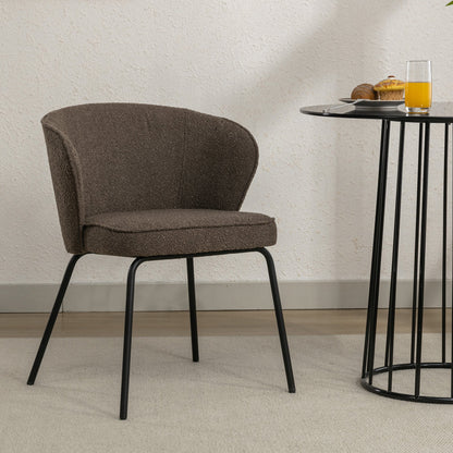 Retro Minimalist Modern Boucle Fabric Dining Chairs