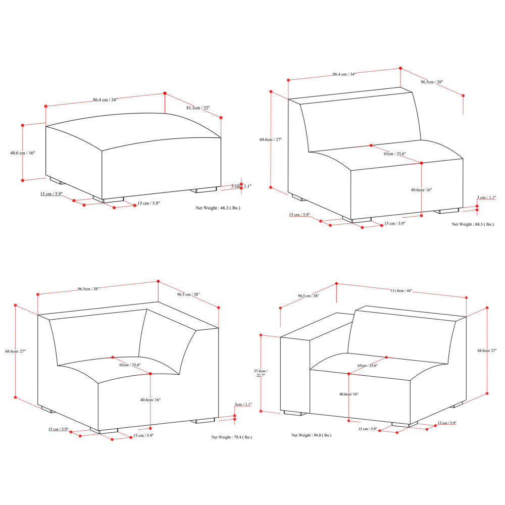 Rex Right Sectional Sofa and Ottoman