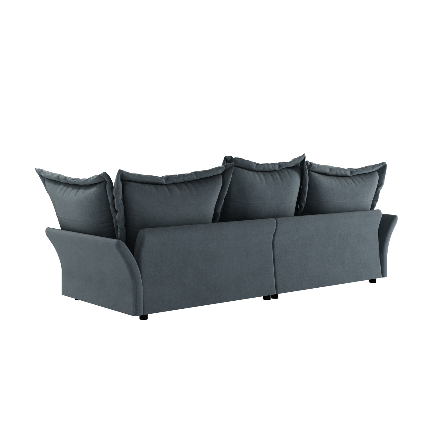 90.55" Modern Comfy Upholstered Sofa Cloud Couch, Deep Seat Couches with Multiple Large Soft Pillows,Convertible Deep Seat Chaise Longue for Living Room Bedroom,Apartment,Office,grey