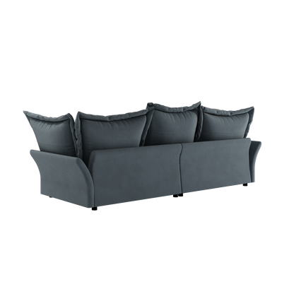 90.55" Modern Comfy Upholstered Sofa Cloud Couch, Deep Seat Couches with Multiple Large Soft Pillows,Convertible Deep Seat Chaise Longue for Living Room Bedroom,Apartment,Office,grey