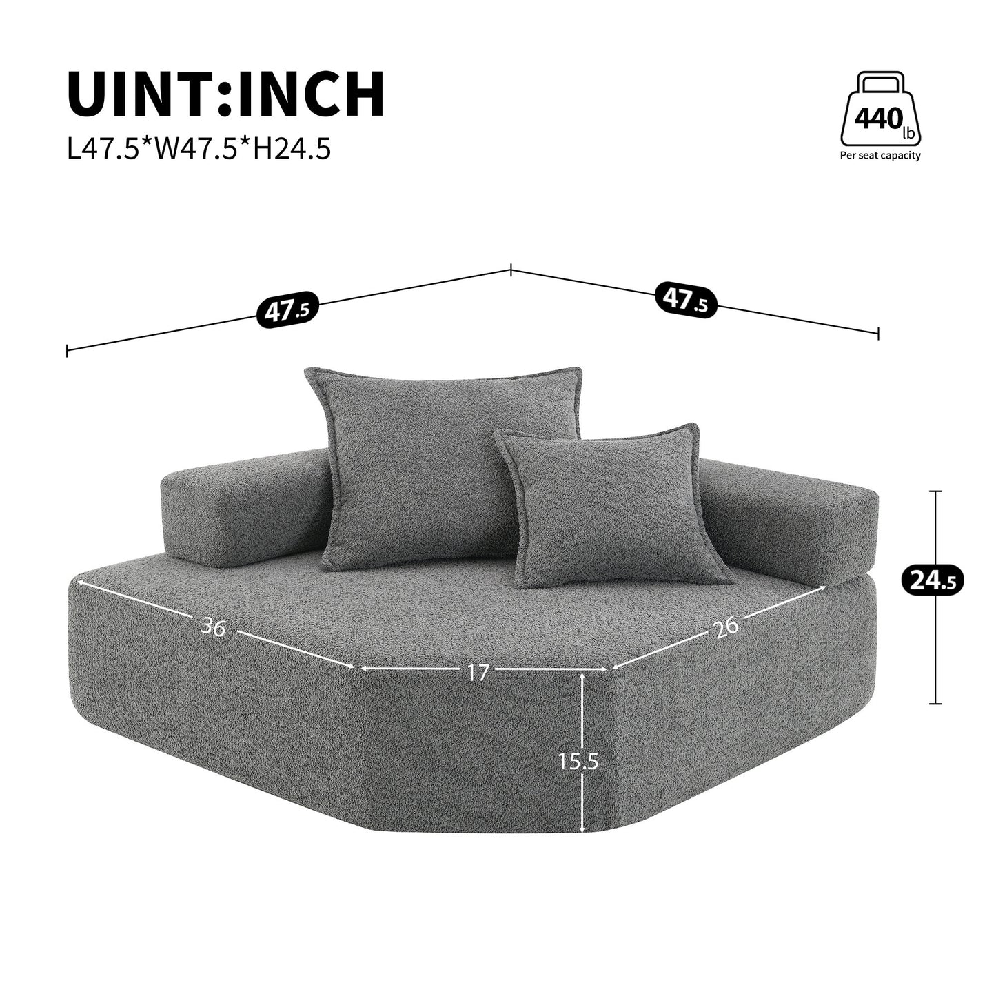 Corner Frame for Oversized Modular U Shaped Sectional Sofa,Luxury Boucle Floor Couch Set,Convertible Sleeper Couch,Spacious Foam-Filled Sofa Bed for Living Room