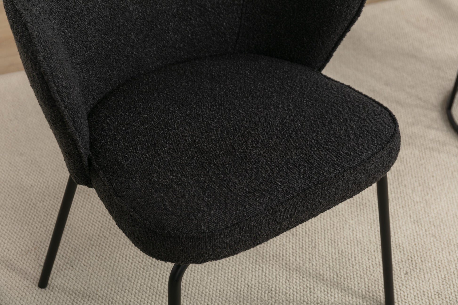 Retro Minimalist Modern Boucle Fabric Dining Chairs