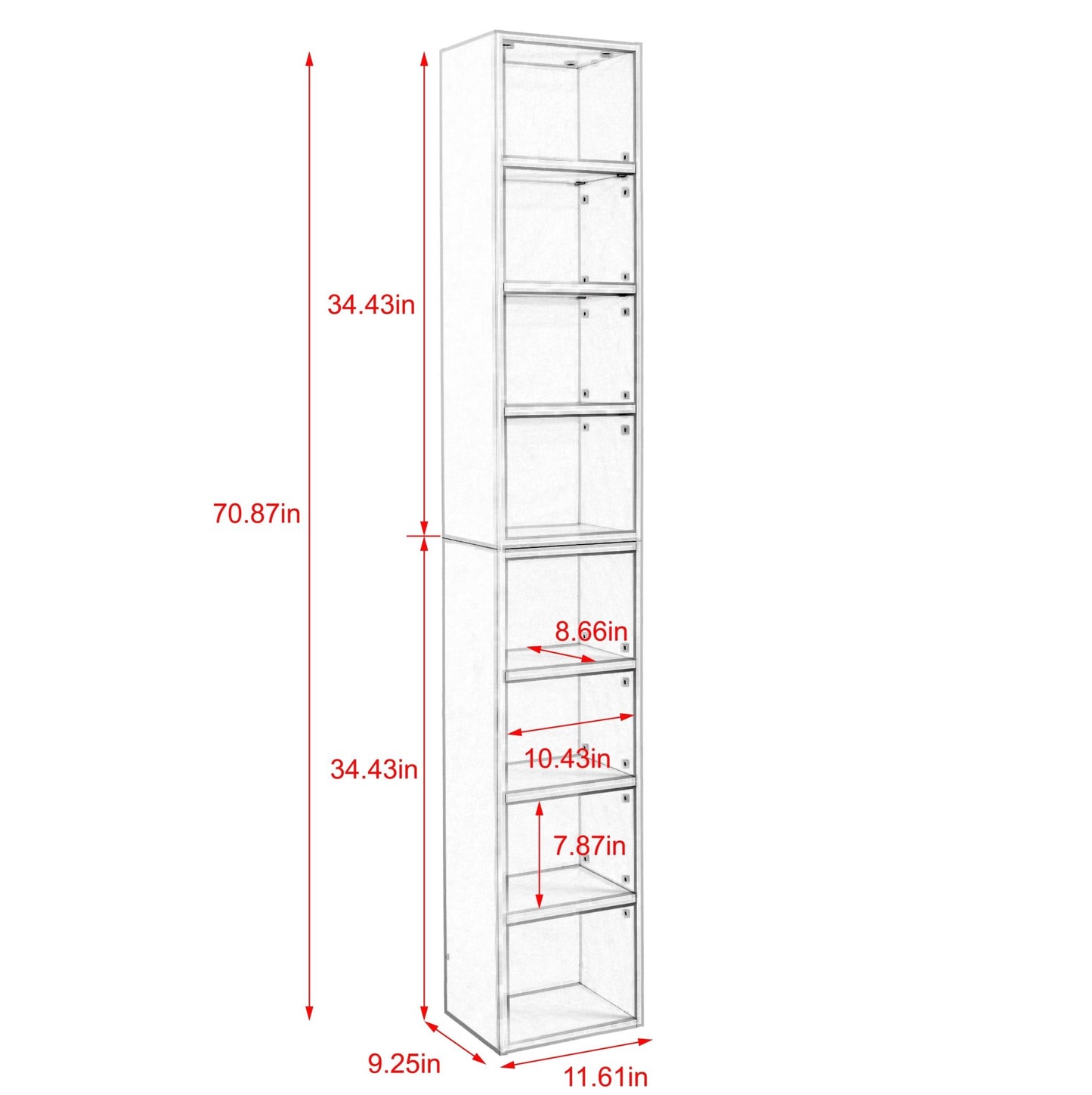 8-Tier Media Tower Rack, CD DVD Slim Storage Cabinet with Adjustable Shelves, Tall Narrow Bookcase Display Bookshelf for Home Office,Multi-functional double-decker bookcase - Groovy Boardz