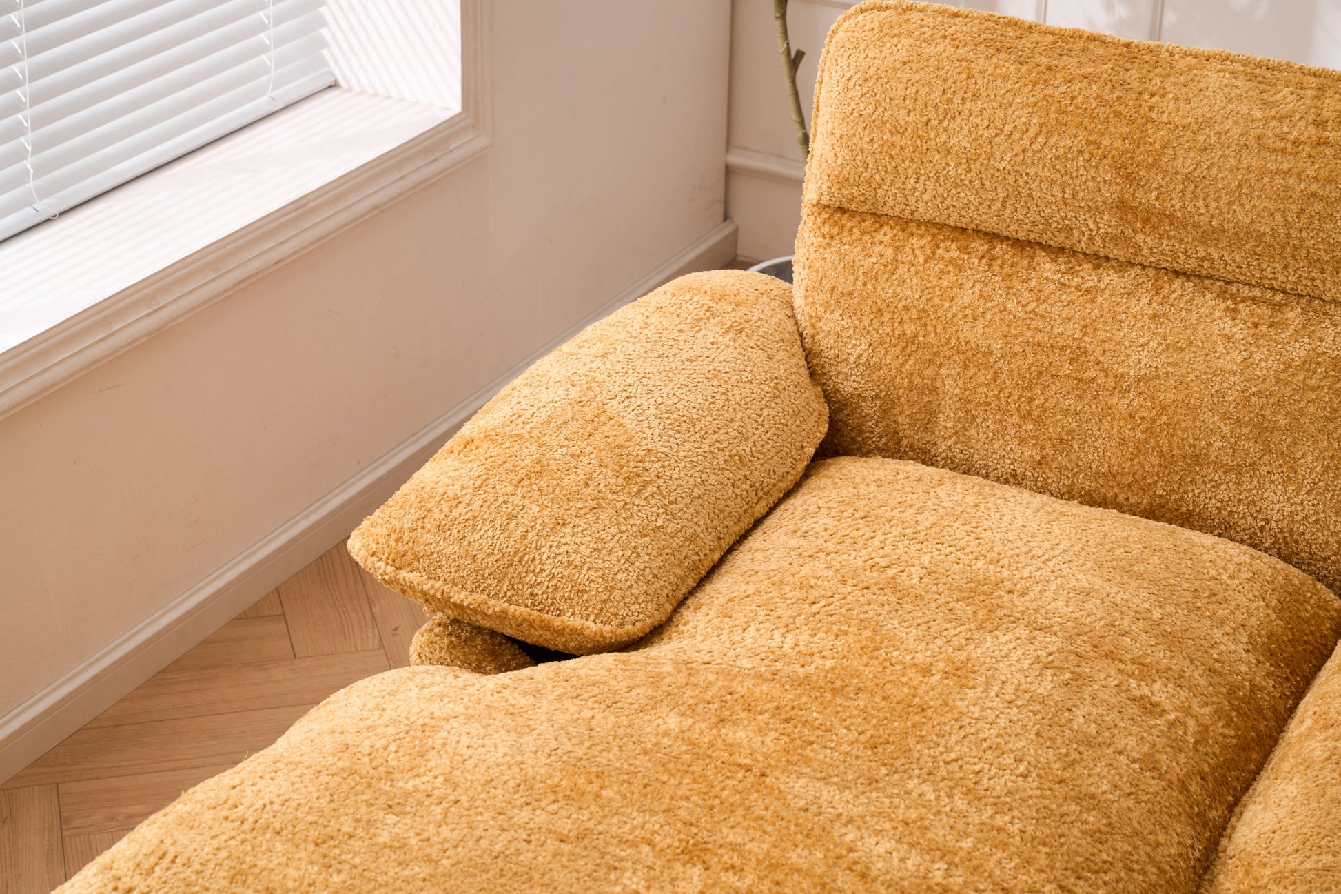 U-shaped profile sofa, including two single seats and two chaise, modular sofa, Chenille sofa,Yellow