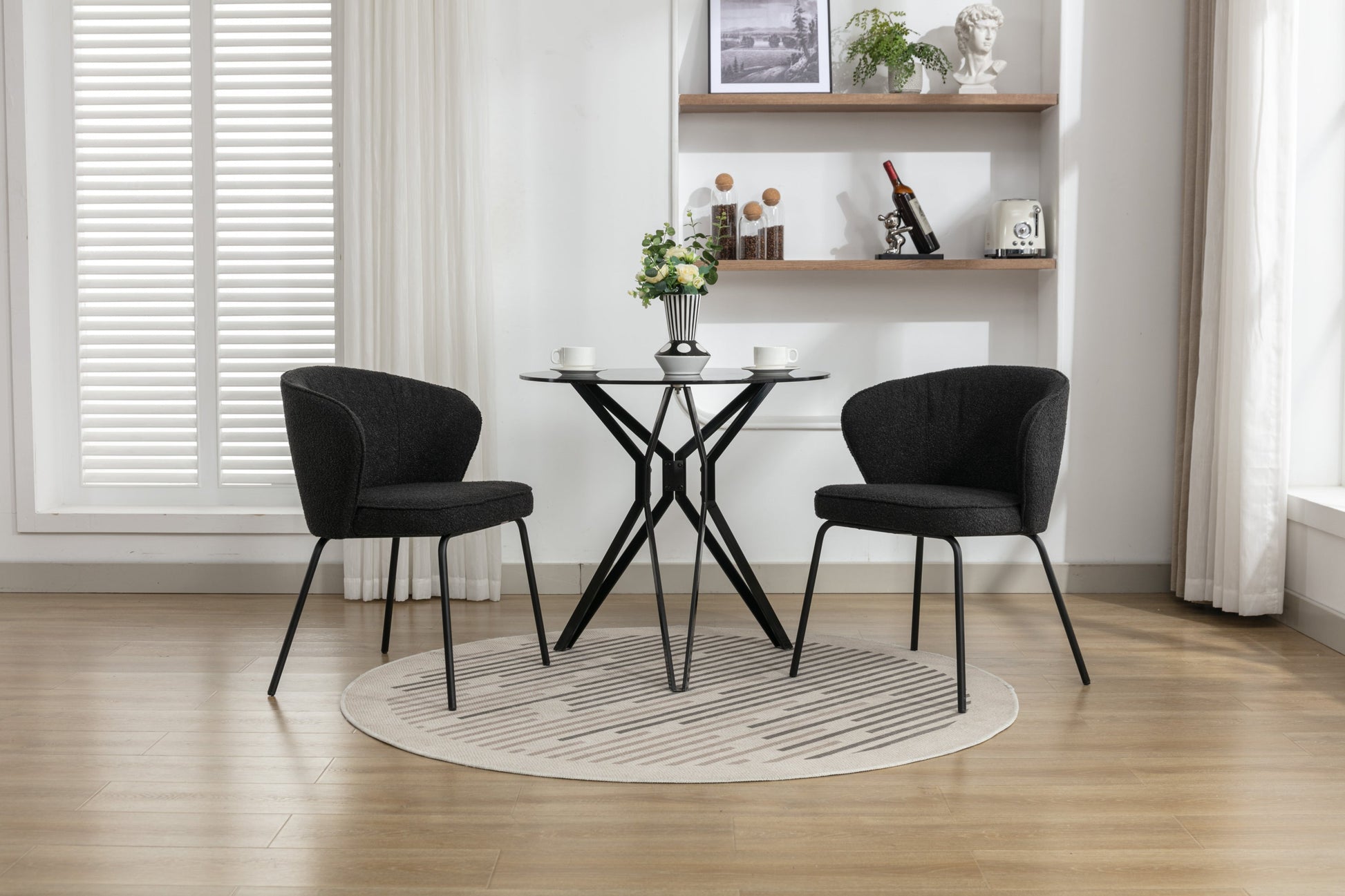 Retro Minimalist Modern Boucle Fabric Dining Chairs