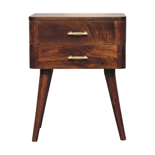 Artisan Furniture Solid Wood Chestnut T-Bar Nordic Nightstand, Bedside Table