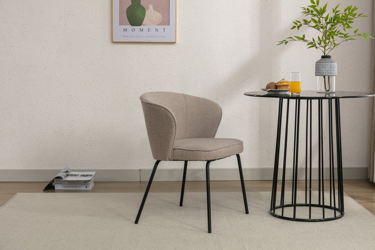 Retro Minimalist Modern Boucle Fabric Dining Chairs