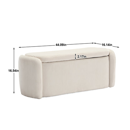 COOLMORE Storage Ottoman,Bedroom End Bench,Upholstered Fabric Storage Ottoman with Safety Hinge, Entryway Padded Footstool, Ottoman Bench for Living Room & Bedroom (Beige)