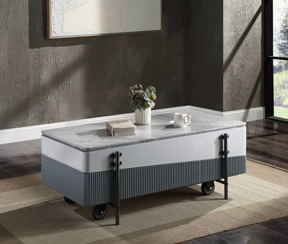 Wilkins Gray & White High Gloss Finish Coffee Table W/Lift Top