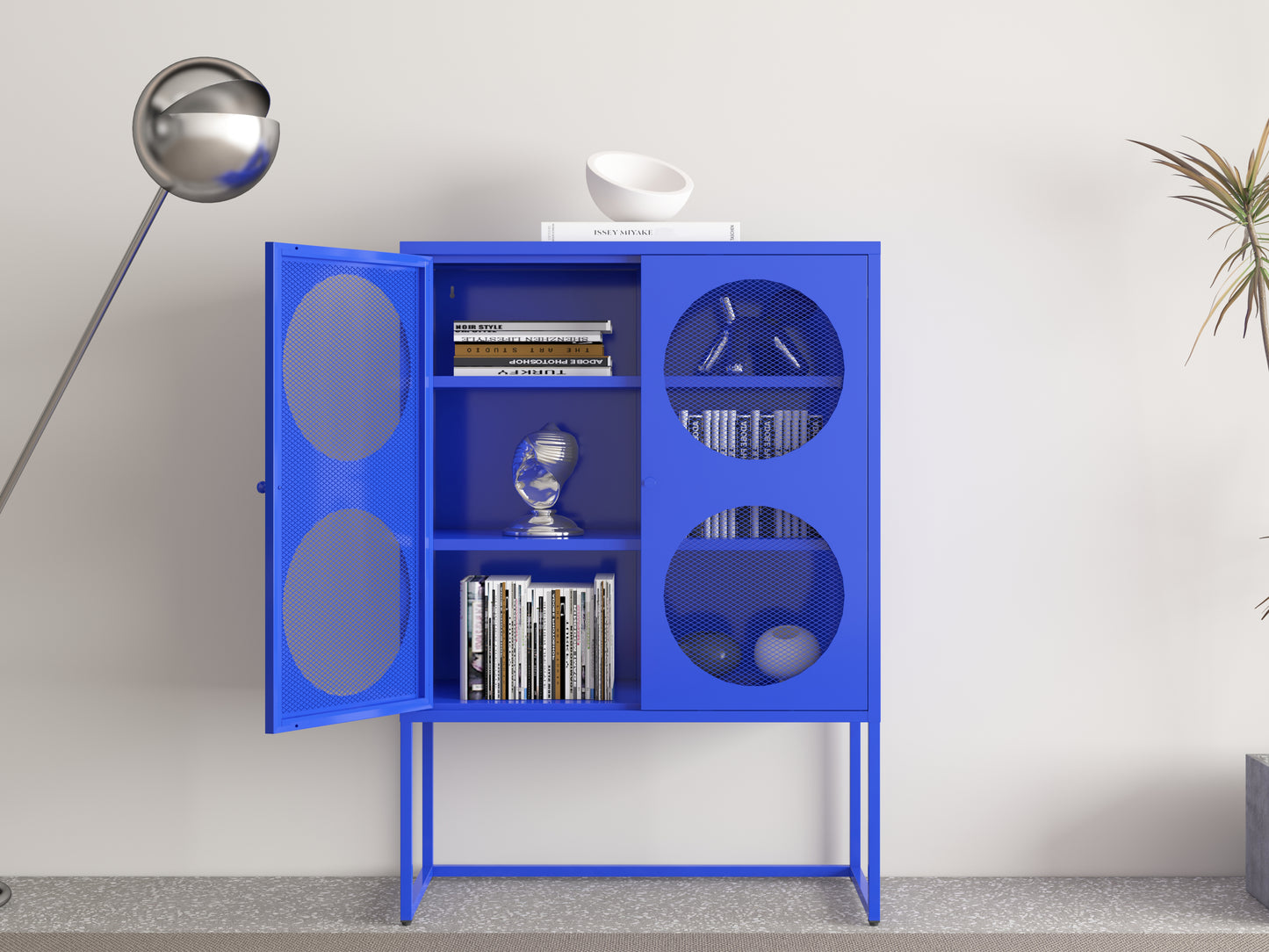 Blue Storage Cabinet with Doors, Modern Blue Accent Cabinet, Free Standing Cabinet, Buffet Sideboards for Bedroom, Kitchen,Home Office