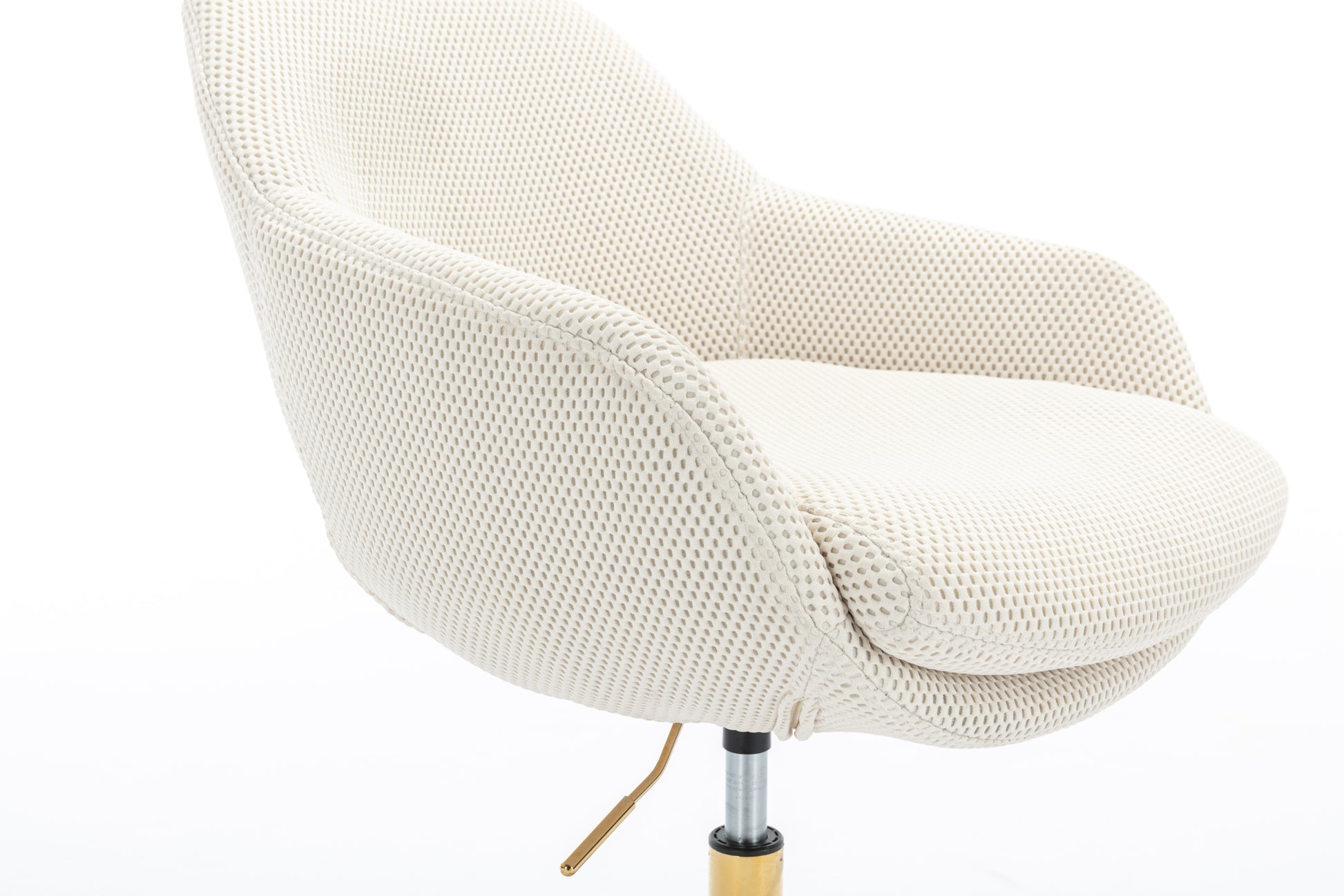 046-Mesh Fabric Home Office 360°Swivel Chair Adjustable Height With Gold Metal Base,Beige