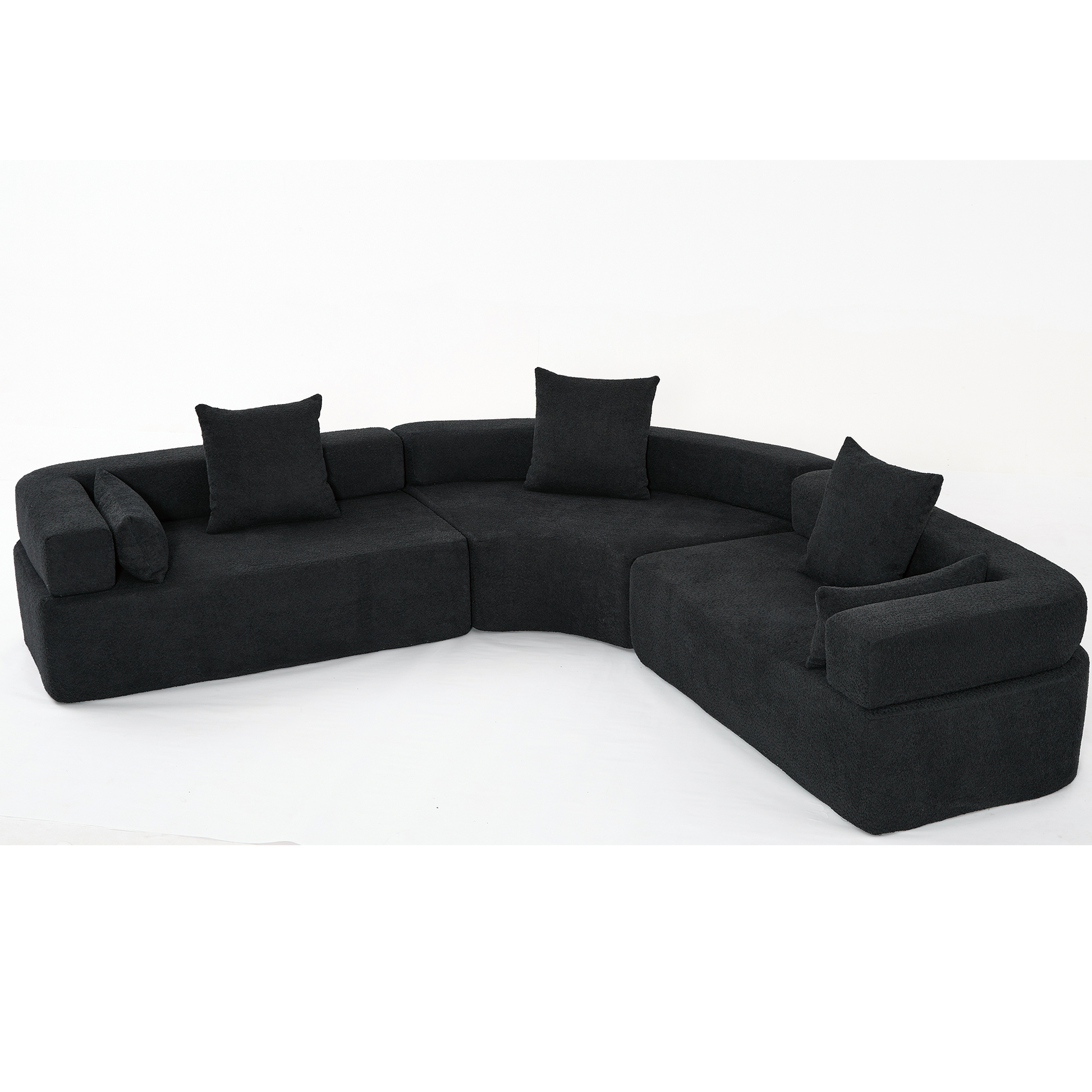 [NEW ARRIVED] [VIDEO PROVIDED]Oversized Combination Sofa,Curved Sofa,Upholstered 4 Seater Couch for Living Room,  Modern Modular 3 Piece Free Combination, Semicircular Modular  Sofa ,  Boucle, Black