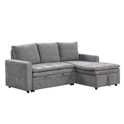 U_STYLE  Soft Upholstered Sectional Sofa Bed with Storage Space, Suitable for Living Rooms and Apartments.