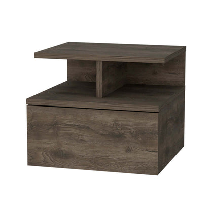 Samuel Dark Walnut 2-Tier Shelf Floating Nightstand