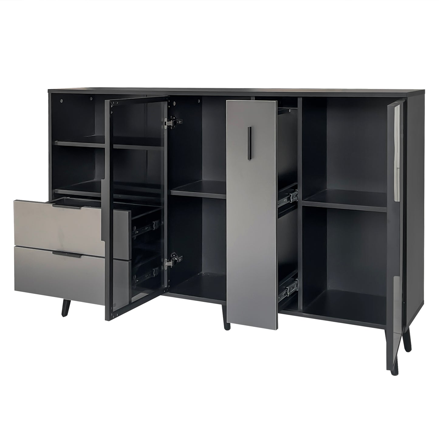 U_STYLE   Featured Two-door Storage Cabinet with Two Drawers and Metal Handles, Suitable for Corridors, Entrances, Living rooms.