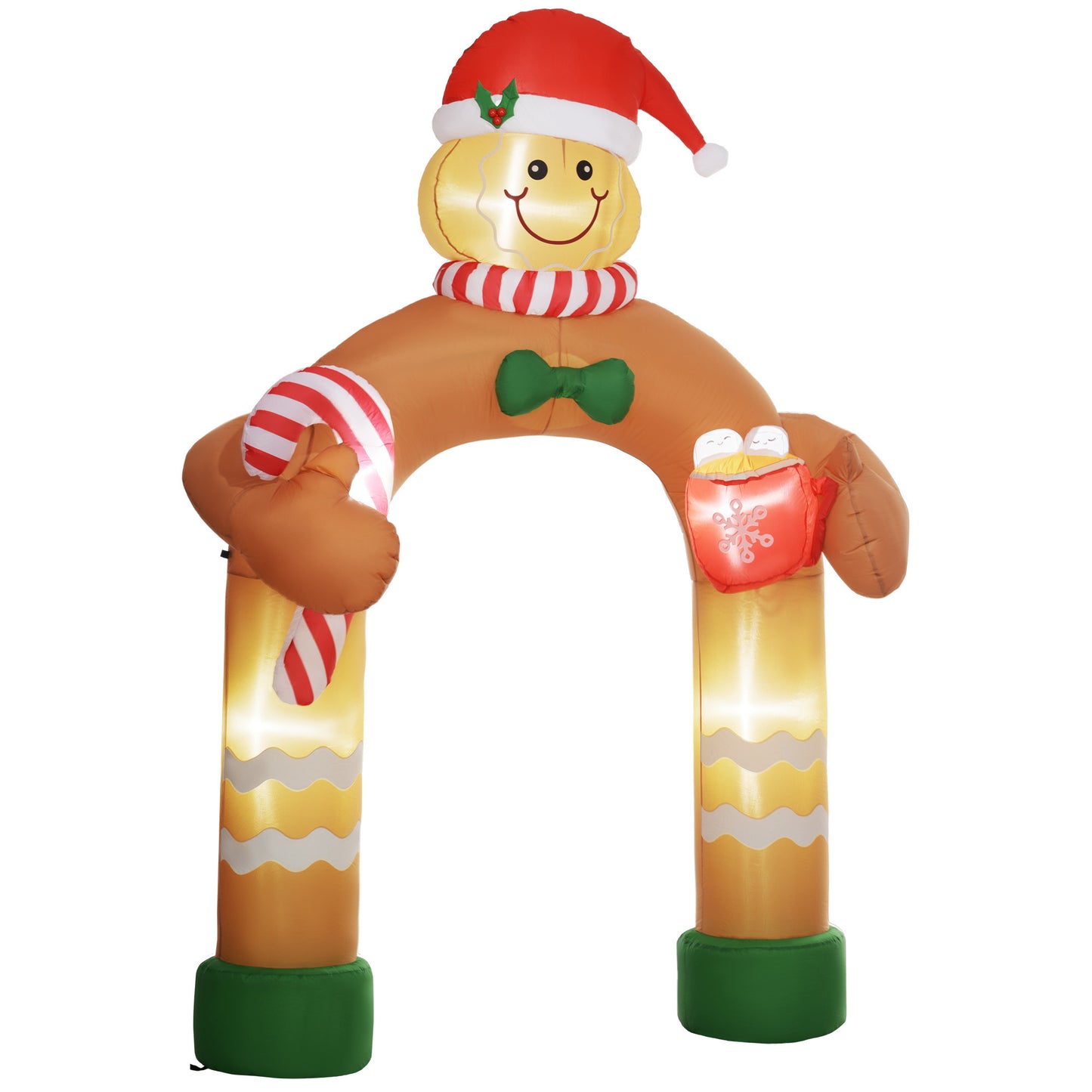 Outsunny 9.2' Christmas Inflatables Gingerbread Man Arch with White LED Lights, Blow-Up Outdoor Christmas Decorations for Lawn Garden Party