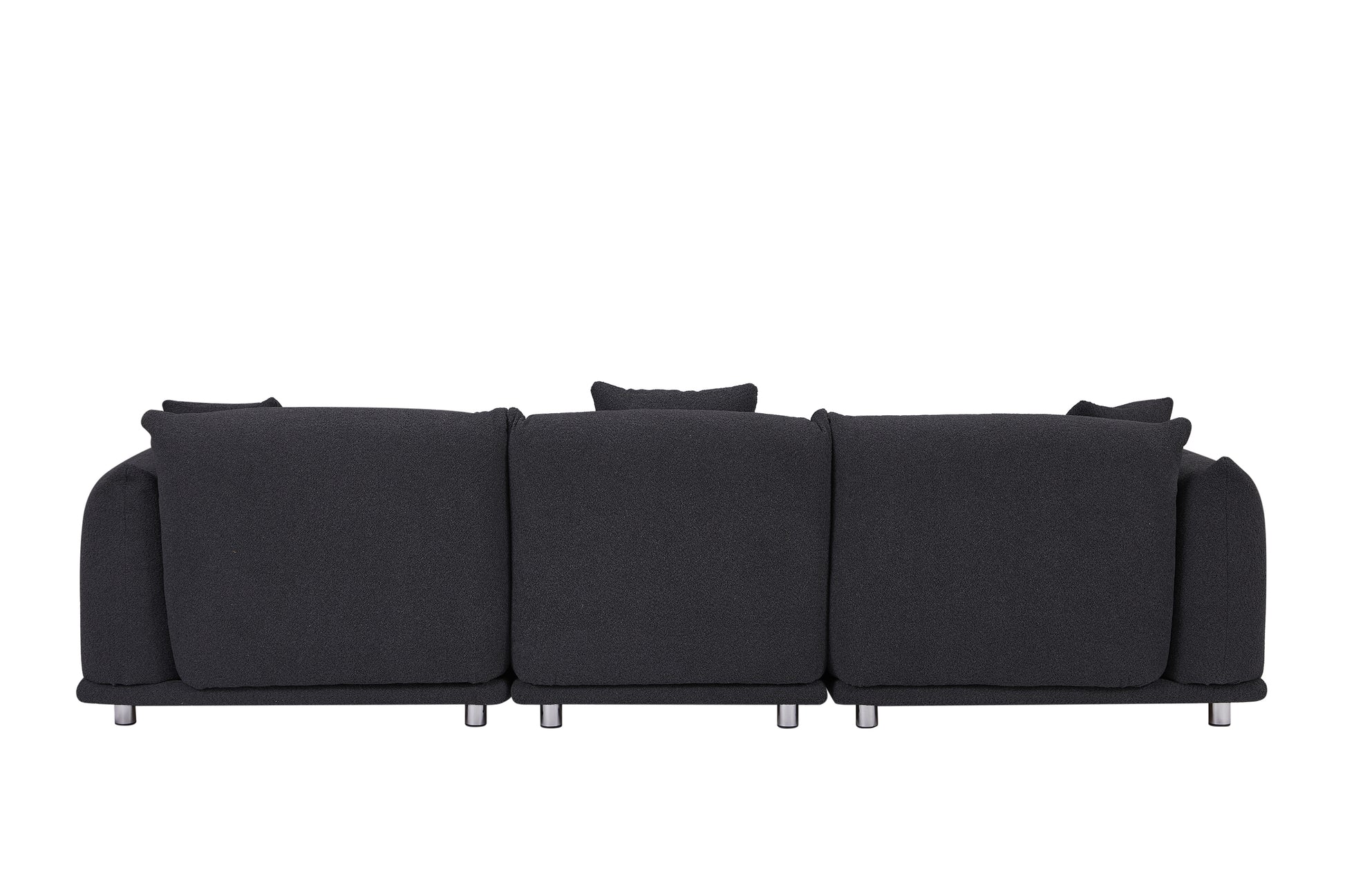 Originality Shapes Black Lambswool Sherpa 4 Seater Sofa With Metal Legs, Solid Wood Frame Couch with 3 Pillows, Linear and Modular Version Design, Possibility Combined Armchair Current Style