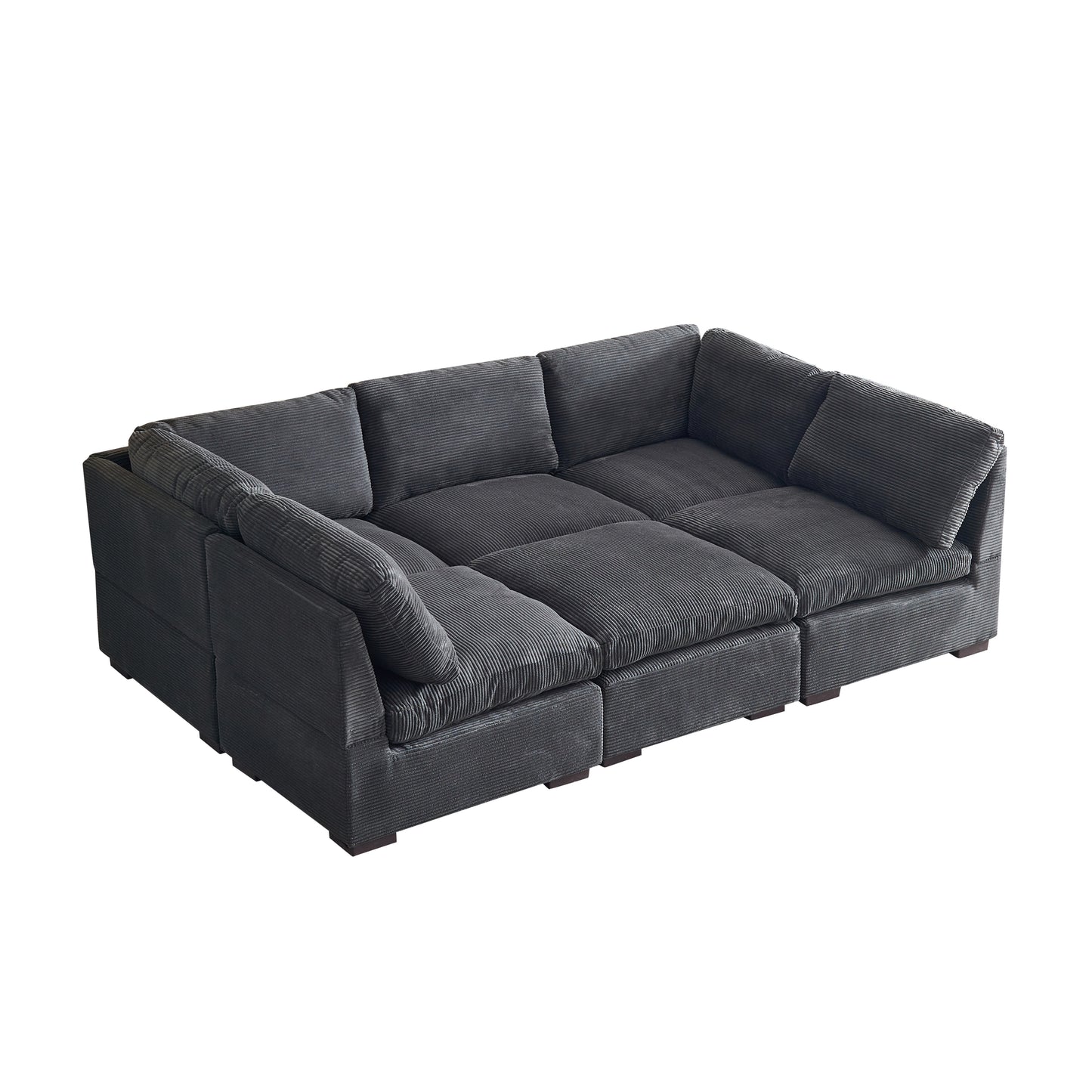 Convertible Modern Luxury Sectional Sofa Couch for Living Room Quality Corduroy Upholstery Modular Sofa Dark Grey