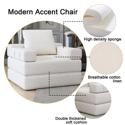 Single sofa chair that converts to a single sofa bed for living room, guest room, playroom, white