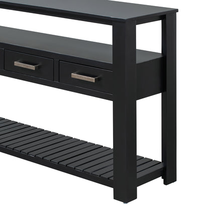 U_STYLE 62.2'' Modern Console Table Sofa Table for Living Room with 4 Drawers and 2 Shelves