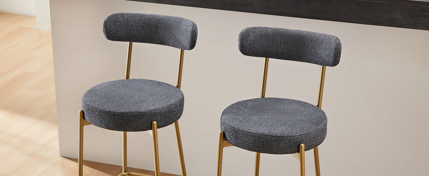 Modern Upholstered Sherpa Bar Stool Set