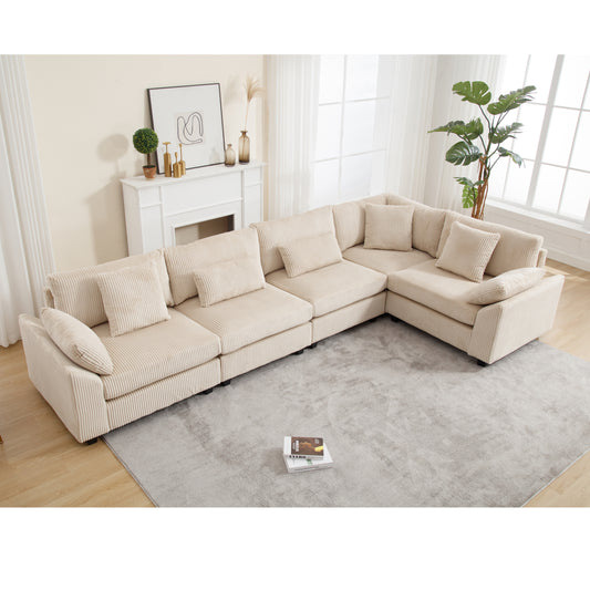 {NEW ARRIVAL} {VIDEO provided} Oversized Modular Sectional Sofa, Convertible Sectional Sofa, Corduroy for Living Room,  Beige