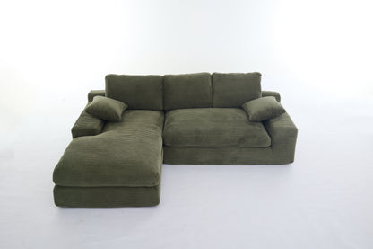 99*69" Modular Sectional Living Room Sofa Set, Modern Minimalist Style Couch, Upholstered Sleeper Sofa for Living Room, Bedroom, 2 PC Free Combination, Installation-free Sofa, L-Shape, Army Green