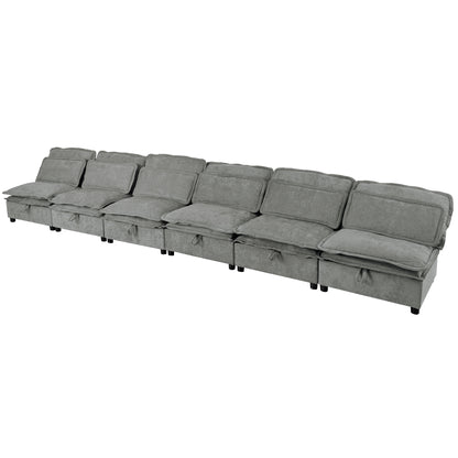 U_Style Double-Layer Cushion Modern Large U-Shaped Modular Sofa, Freely Combinable 6-Seater with Storage Function, Convertible to Sofa Bed, Perfect for Living Rooms, Offices, and Apartments