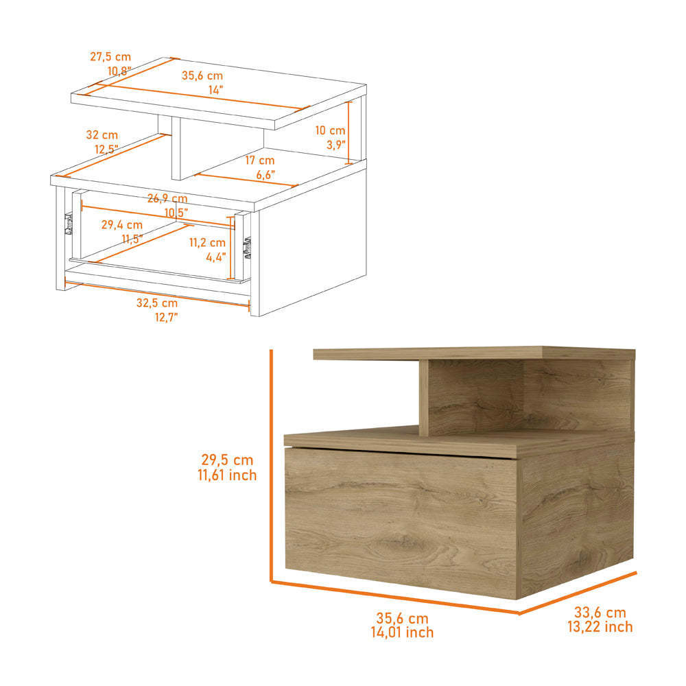 Samuel Macadamia 2-Tier Shelf Floating Nightstand