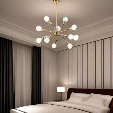 Modern Sputnik Chandelier Lighting 10 Lights with Adjustable Arms Brushed Brass Pendant Lighting