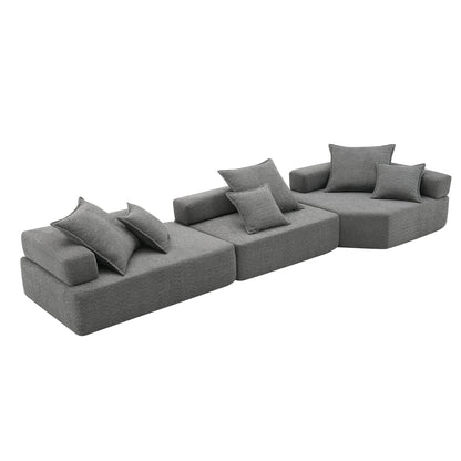 [VIDEO provided][New] Oversized Modular Sectional Sofa,Luxury Boucle Floor Couch Set,Convertible Sleeper Couch,Spacious Foam-Filled Sofa Bed for Living Room,3 PC Free Combination,2 Colors