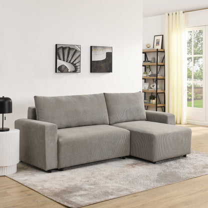 Modular Corduroy Upholstered 3 Seater Sofa Bed with Storage for Home Apartment Office Living Room, Free Combination, L Shaped
, Grey