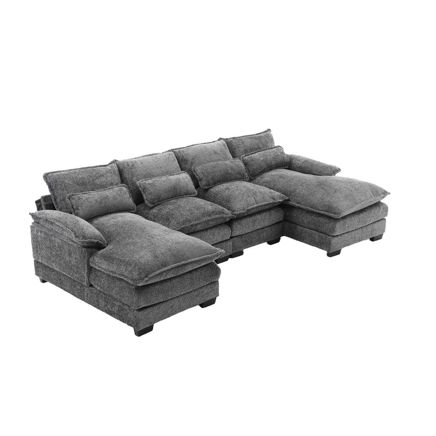 UNITED WE WIN Modern Large chenille Fabric U-Shape Sectional Sofa