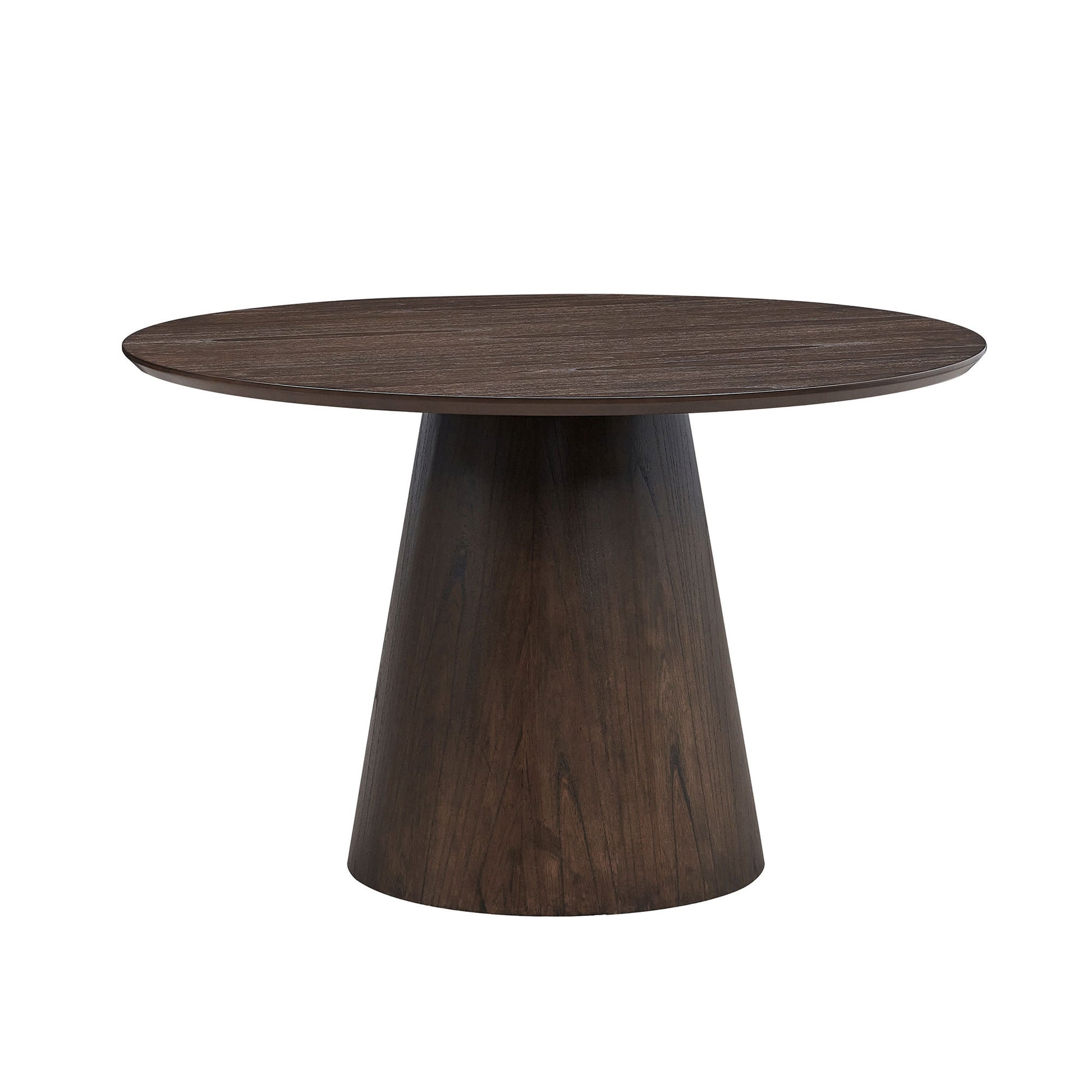 47.24'' Round Modern Style MDF Wood Dining Table for Kitchen, Living Room, Cafe, Stylish Leisure Desk with Sturdy Cylindrical Base, for Small Spaces, Apartment,Brown