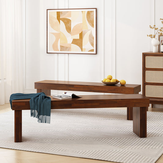 Indoor Solid Wood Bench (Set of 2)