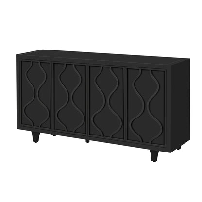 U_STYLE Stylish Storage Cabinet Sideboard Wooden Cabinet with Embossed Curved Doors,Suitable for Living Rooms, Entrance and Study Rooms